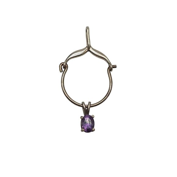 Sterling Silver Purple Amethyst Pendant Necklace Charm Vintage - Picture 1 of 5